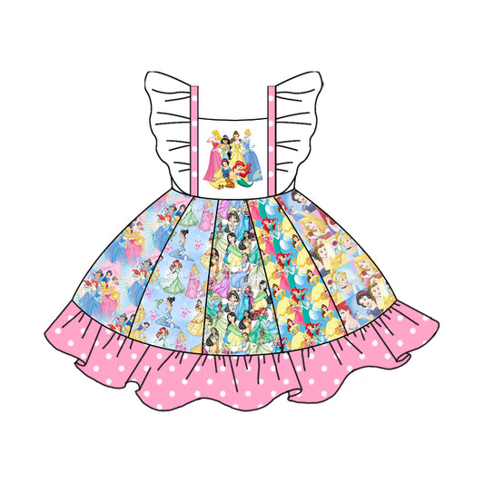 Baby Girls Pink Princess Ruffle Knee Length Dresses Preorder(moq 5)