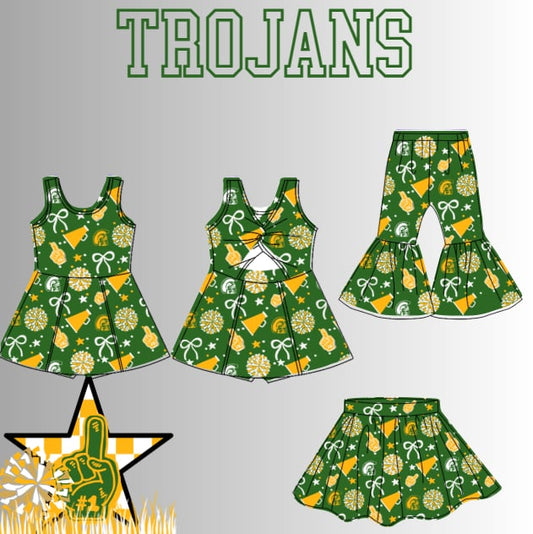 Preorder(moq 5 Each)Baby Girls Trojans Dresses Skorts and Pants Team