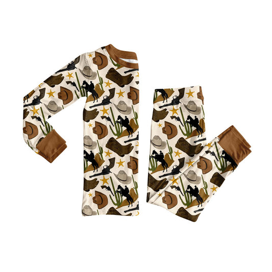 Preorder (moq 5)Baby Boys Hats Horse Rodeos Top Pants Western Pajamas Sets