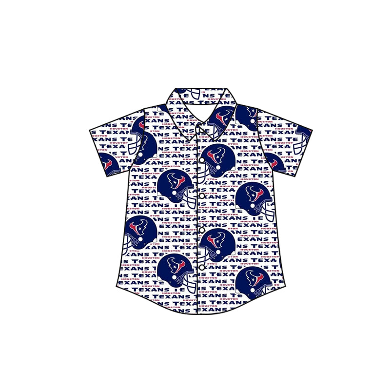 Baby Boys Texans Team Navy Buttons White Tee Shirts Tops preorder(MOQ 5)