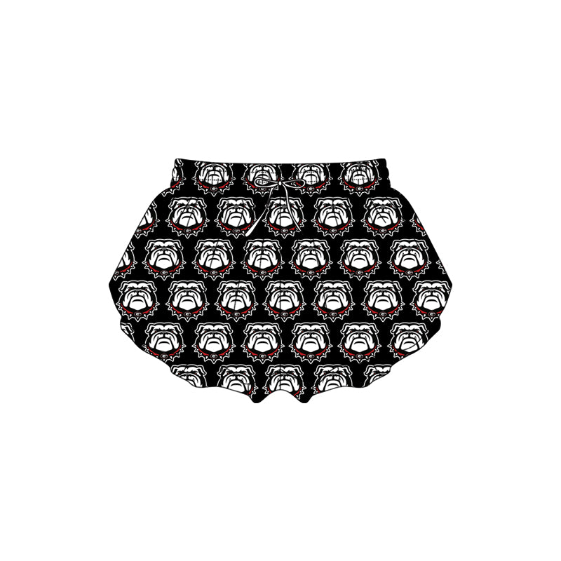 Preorder(moq 5) Baby Girls Black Bulldogs Plaid Team Ruffle Shorts