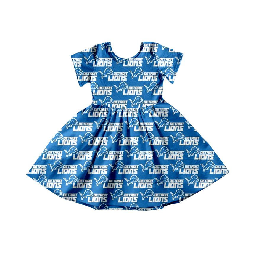 Baby Girls Lion Team Football Knee Length Dresses preorder(MOQ 5)