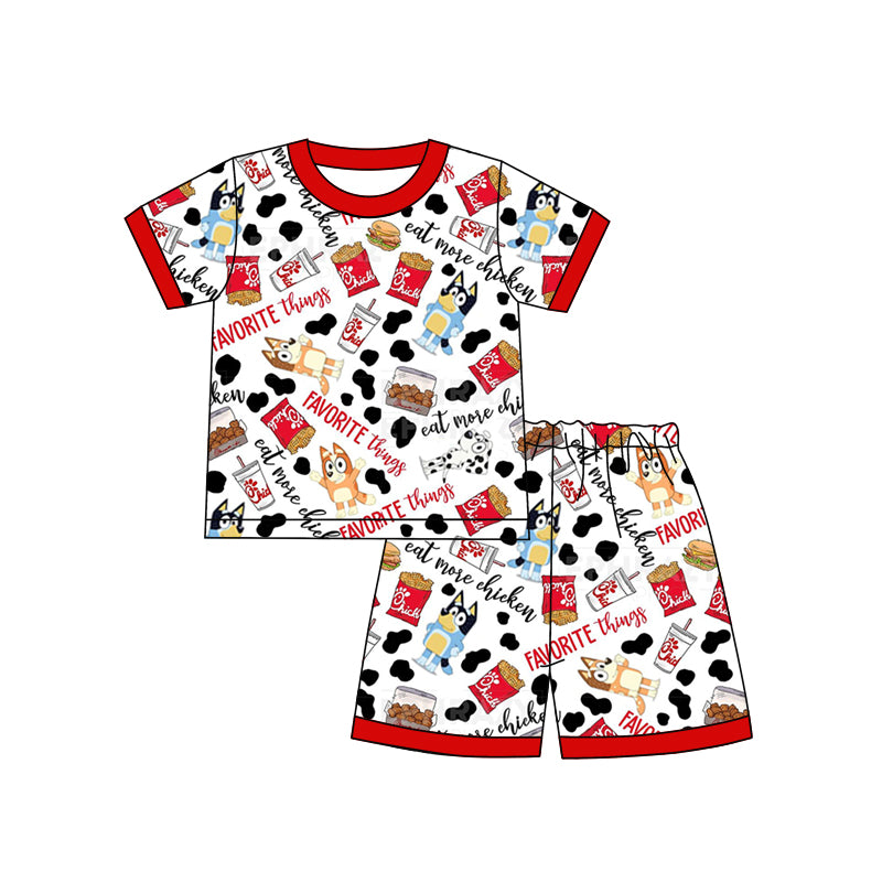 Baby Boys Dogs Friends Red Chips Shirts Shorts Pajamas Clothes Sets preorder(moq 5)