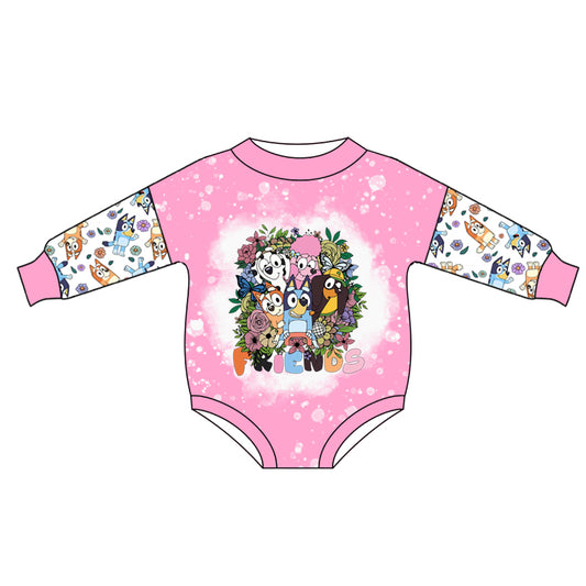 Baby Girls Dog Friends Long Sleeve Zip Rompers preorder(moq 5)