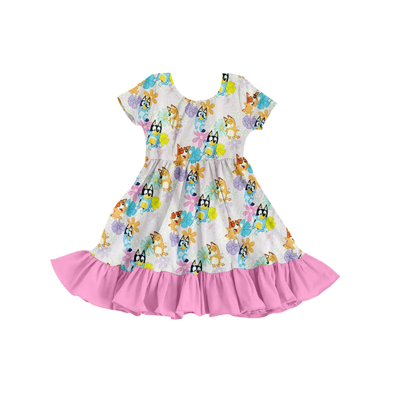 Baby Girls Cartoon Dogs Knee Length Dresses preorder(moq 5)