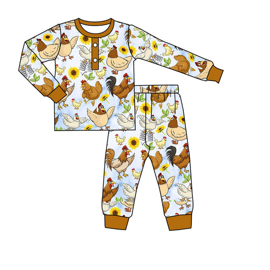 Baby Boys Chicken Ruffle Pajamas Clothes Sets preorder(moq 5)