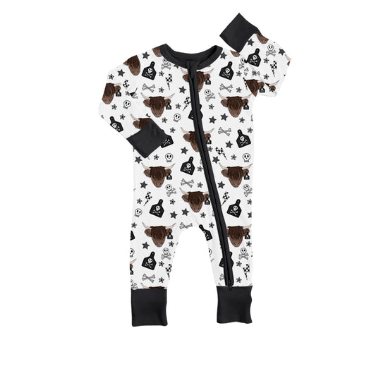 Baby Boys Black Cows Zip Long Sleeve Sleepers Rompers preorder(moq 5)