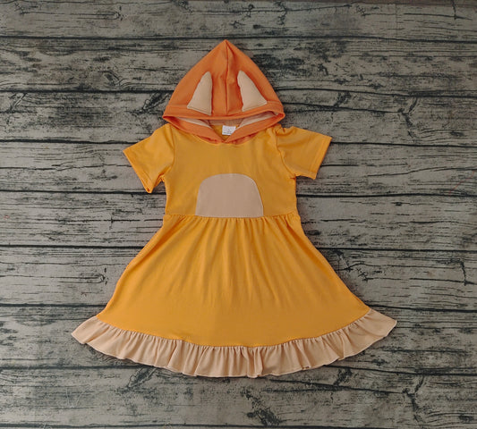 Baby Girls Orange Dog Ears Hoodie Dresses