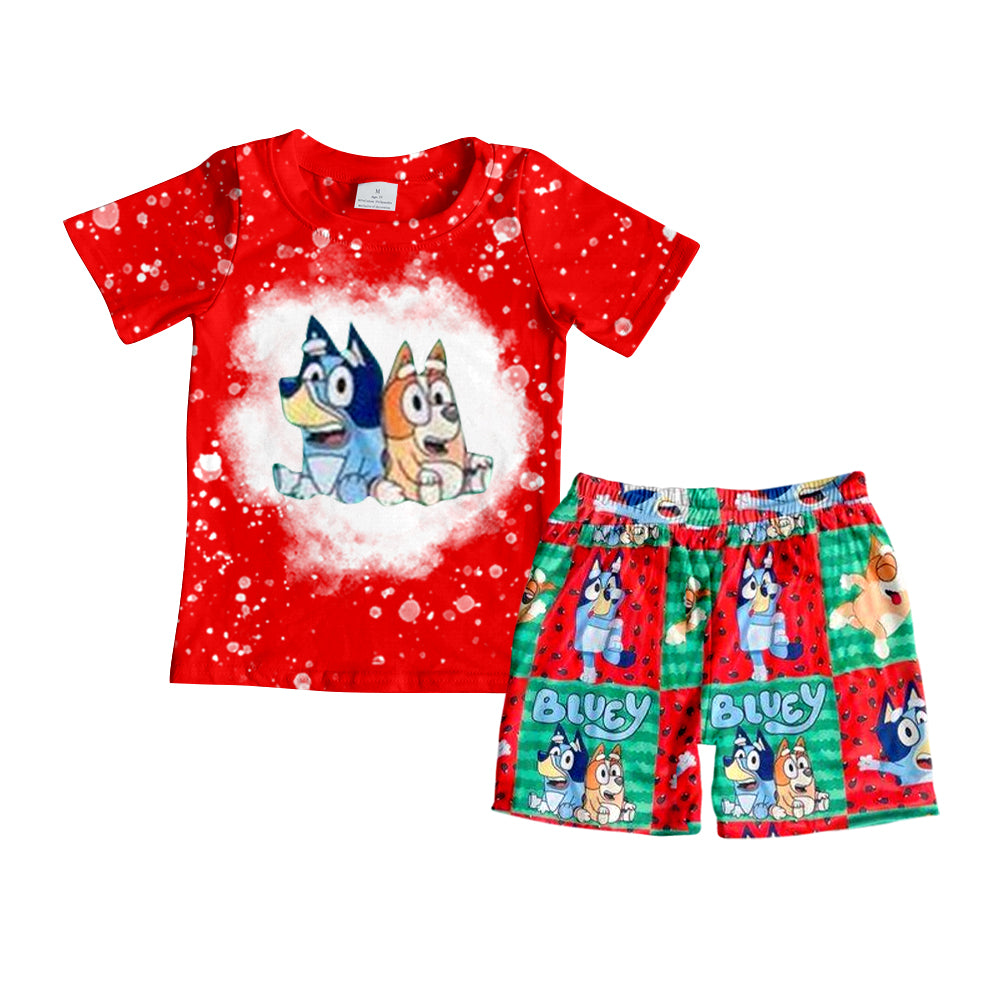 Baby Boys Red Dogs Tee Shirt Watermelon Shorts Clothes Sets preorder (moq 5)