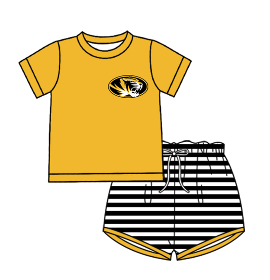 Preorder (moq 5)Baby Boys Missouri Tigers Top Stripe Shorts Team Clothes Set