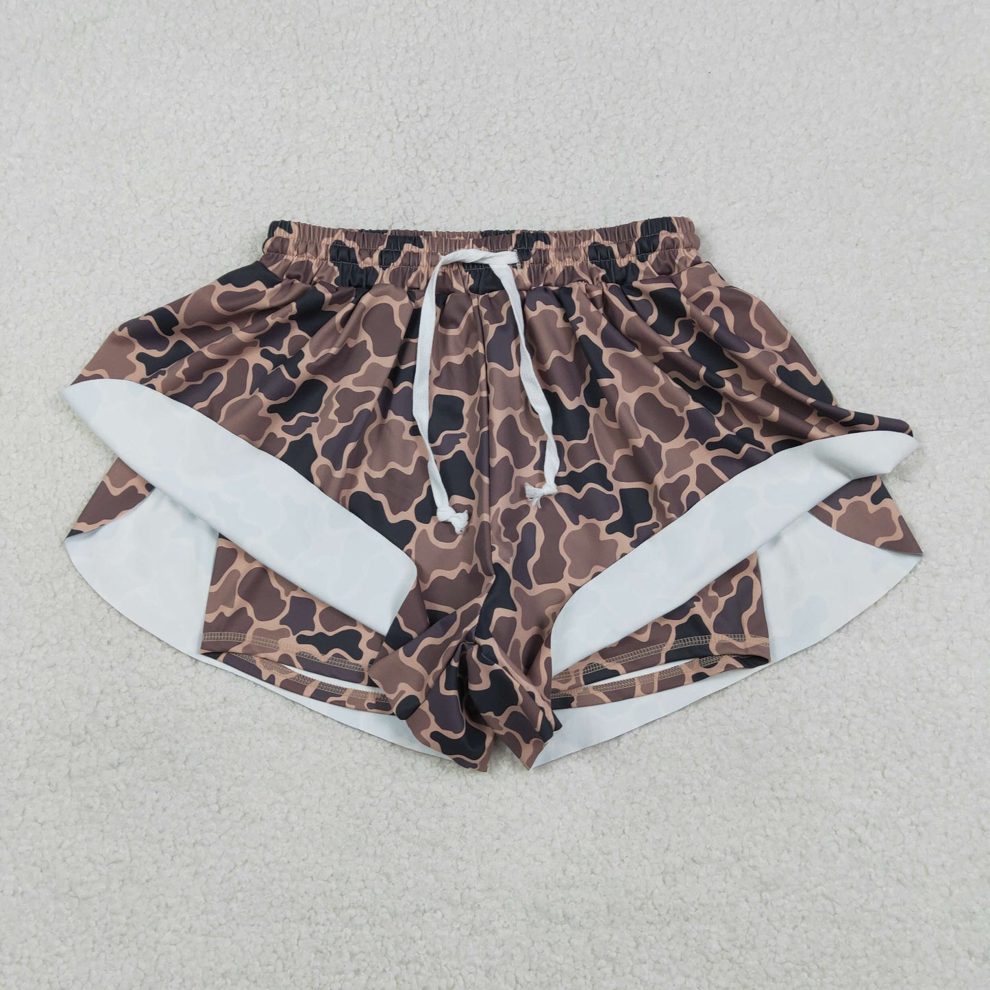 Mama and Me Girls Southern Brown Camo Yoga Active Ruffle Shorts Bottom