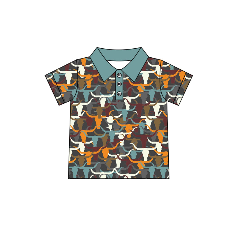 Preorder (moq 5)Baby Boys Green Cows Short Sleeve Pullovers Tee Shirts