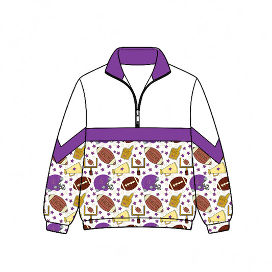 Preorder (moq 5)Baby Boys Stars Cheer Footballs Team Zip Pullovers Top