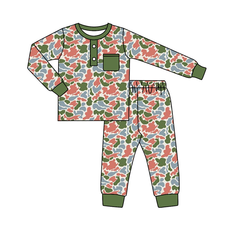 Baby Girls Camo Green Hunting Top Pants Pajamas Clothes Sets preorder(MOQ 5)