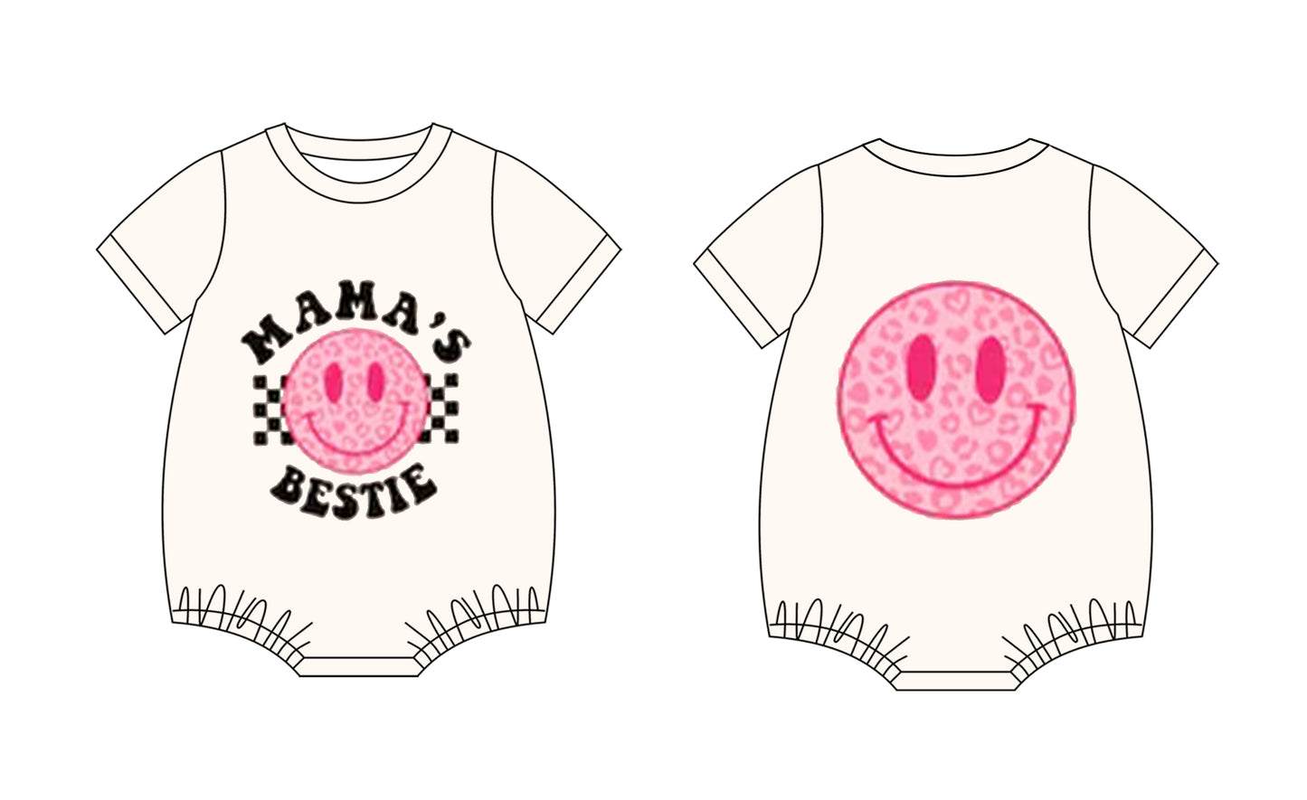 Preorder(moq 5)Baby Infant Mama's Bestie Smile Leopard Girls Rompers