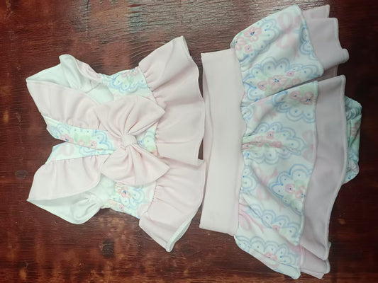 Preorder moq 5 Baby Girls Peach Flutter Sleeves Floral 2 Piece Swimsuits