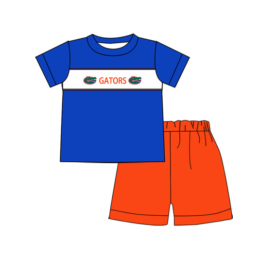 Preorder (moq 5)Baby Boys Gators Team Tee Top Shorts Clothes Sets