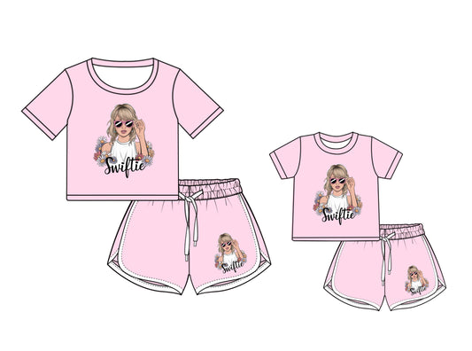 Preorder (moq 5 each) Family Women Baby Girls 1989 Singer TS Pink Top Shorts Clothing Sets