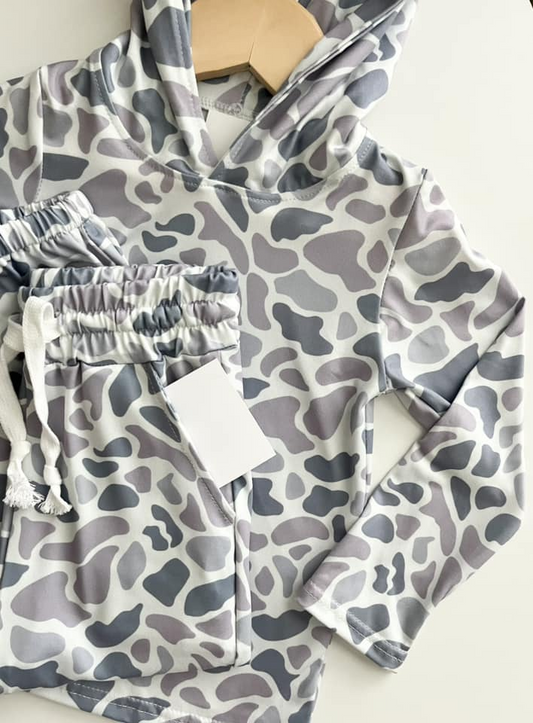 Baby Boys Grey Camo Hooded Top Pants Outfits Clothes Sets