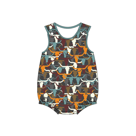 Preorder(moq 5)Baby Infant Boys Western Cows Sleeveless Summer Rompers