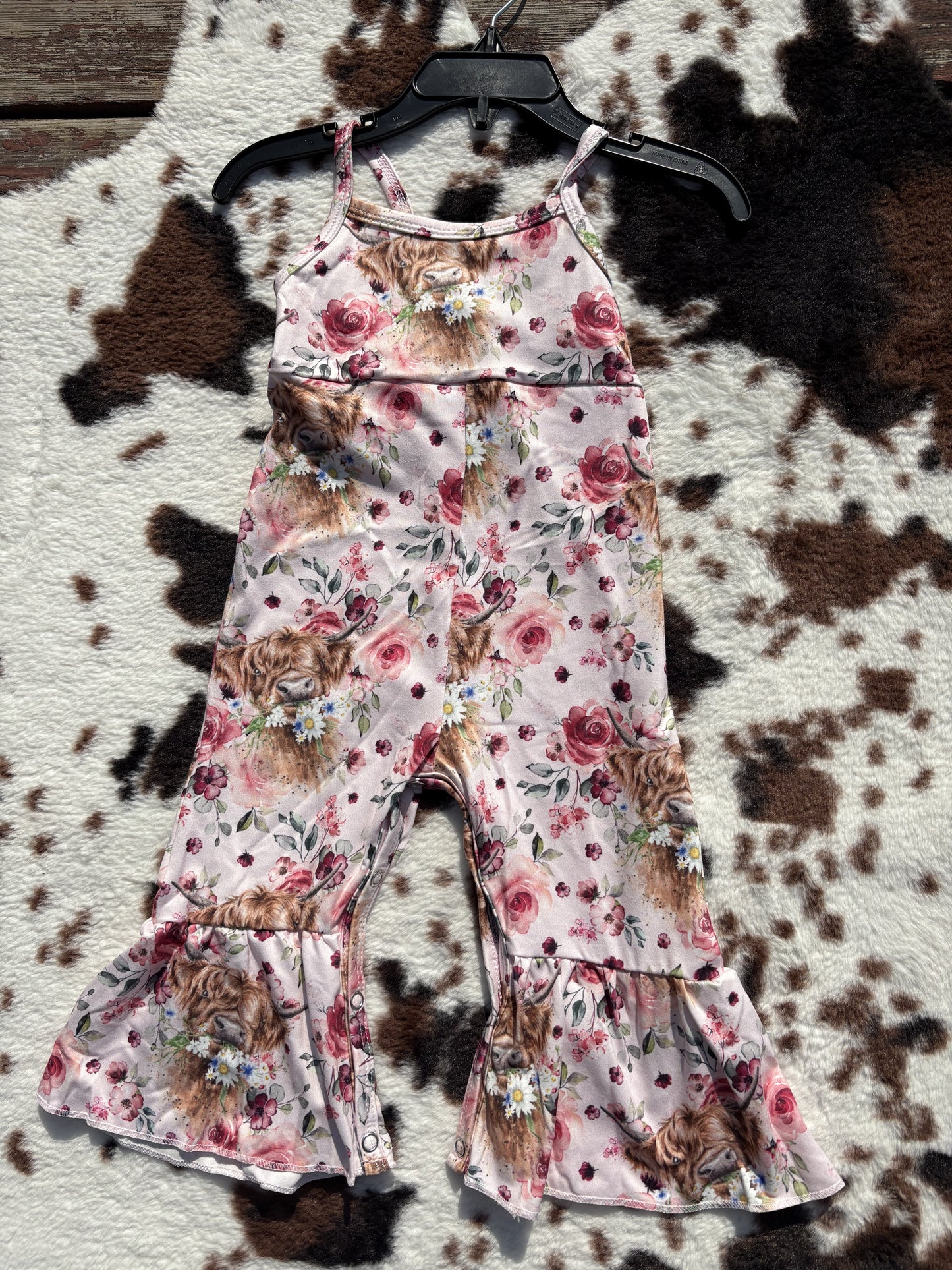 Baby girls Pink Cow floral jumpsuits