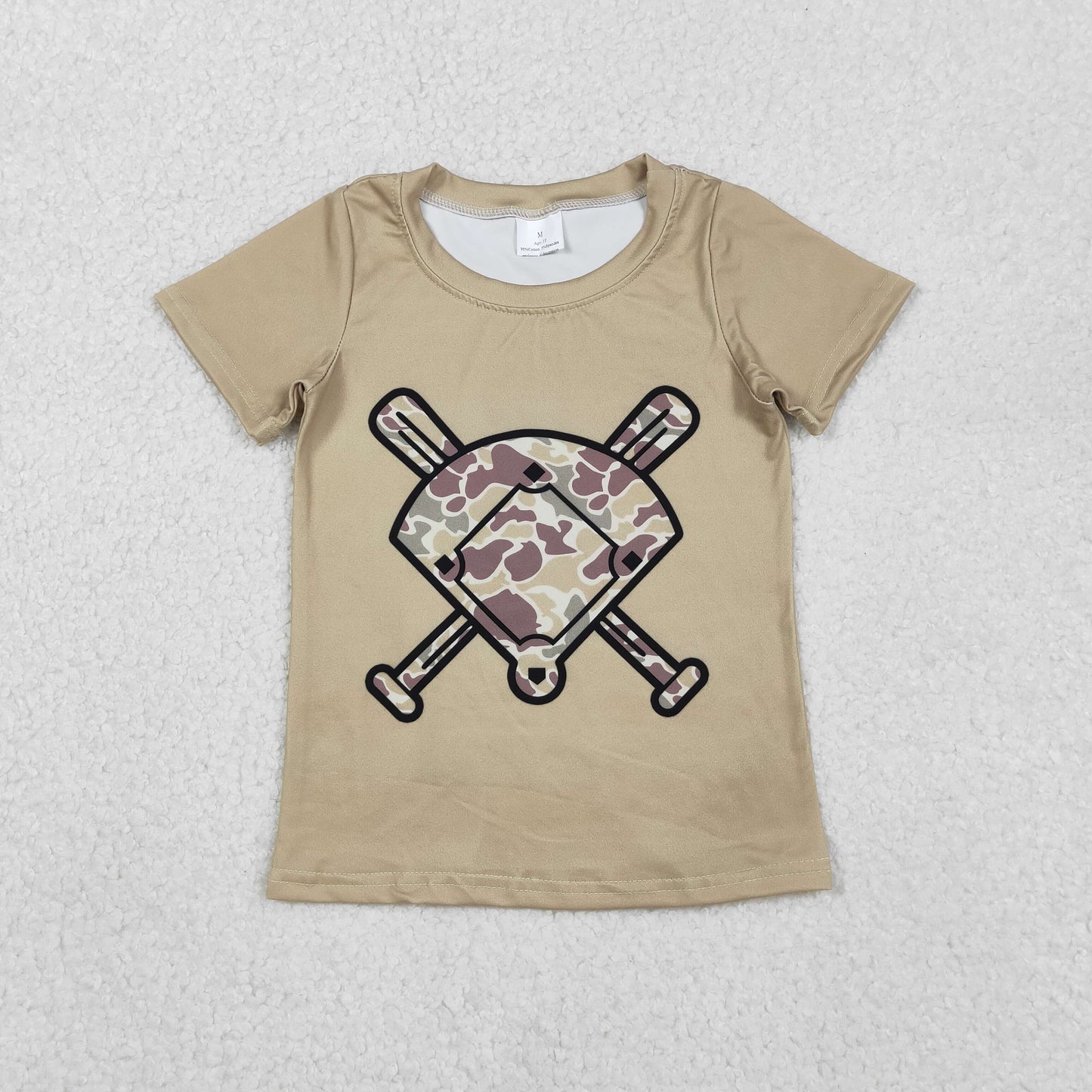 Baby Boys Khaki Camo Baseball Short Sleeve Team T-shirts