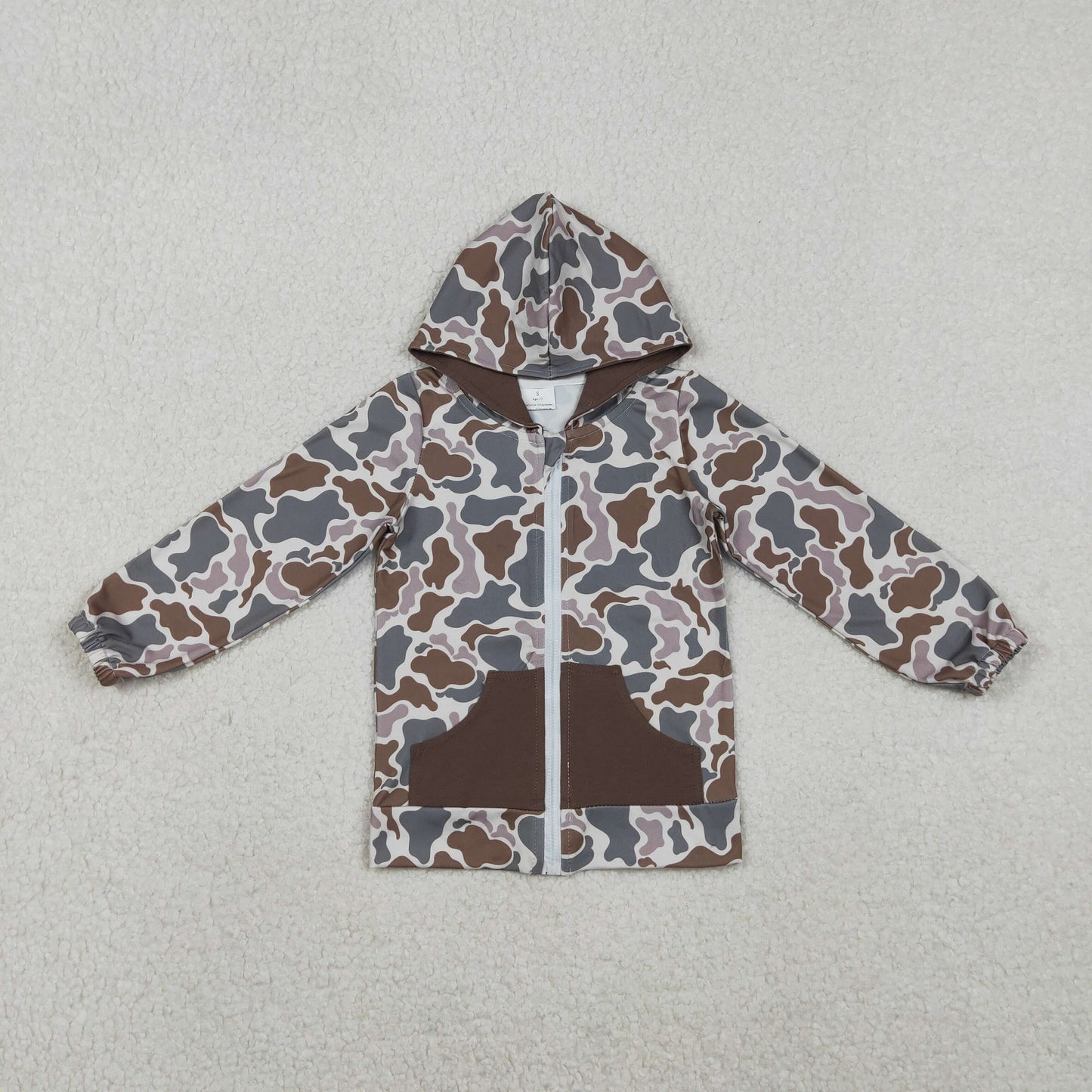 Baby Boys Brown Camo Pockets Zipper Southern Hoodies Jackets Top