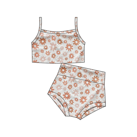 Baby Girls Flowers Straps Top Bummie 2pcs Swimsuits preorder(moq 5)