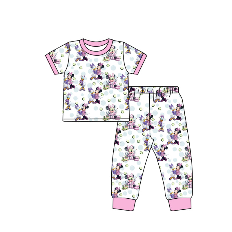 Preorder (moq 20)Baby Boys Bamboo Cartoon Mouse Lavender Pants Pajamas Sets