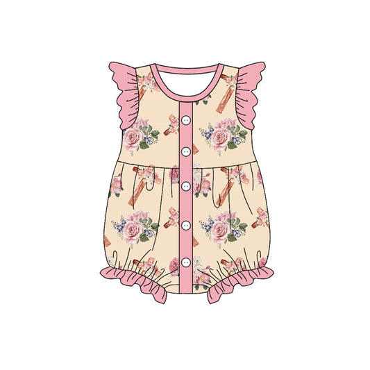 Baby Girls Easter Cross Flowers Zip Rompers preorder(moq 5)