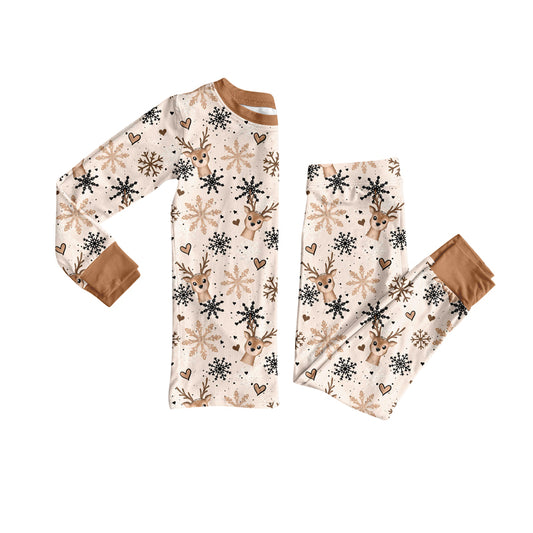 Preorder(moq 5) Baby Kids Deer Snowflake Top Pants Lounge Wear Pajamas Sets