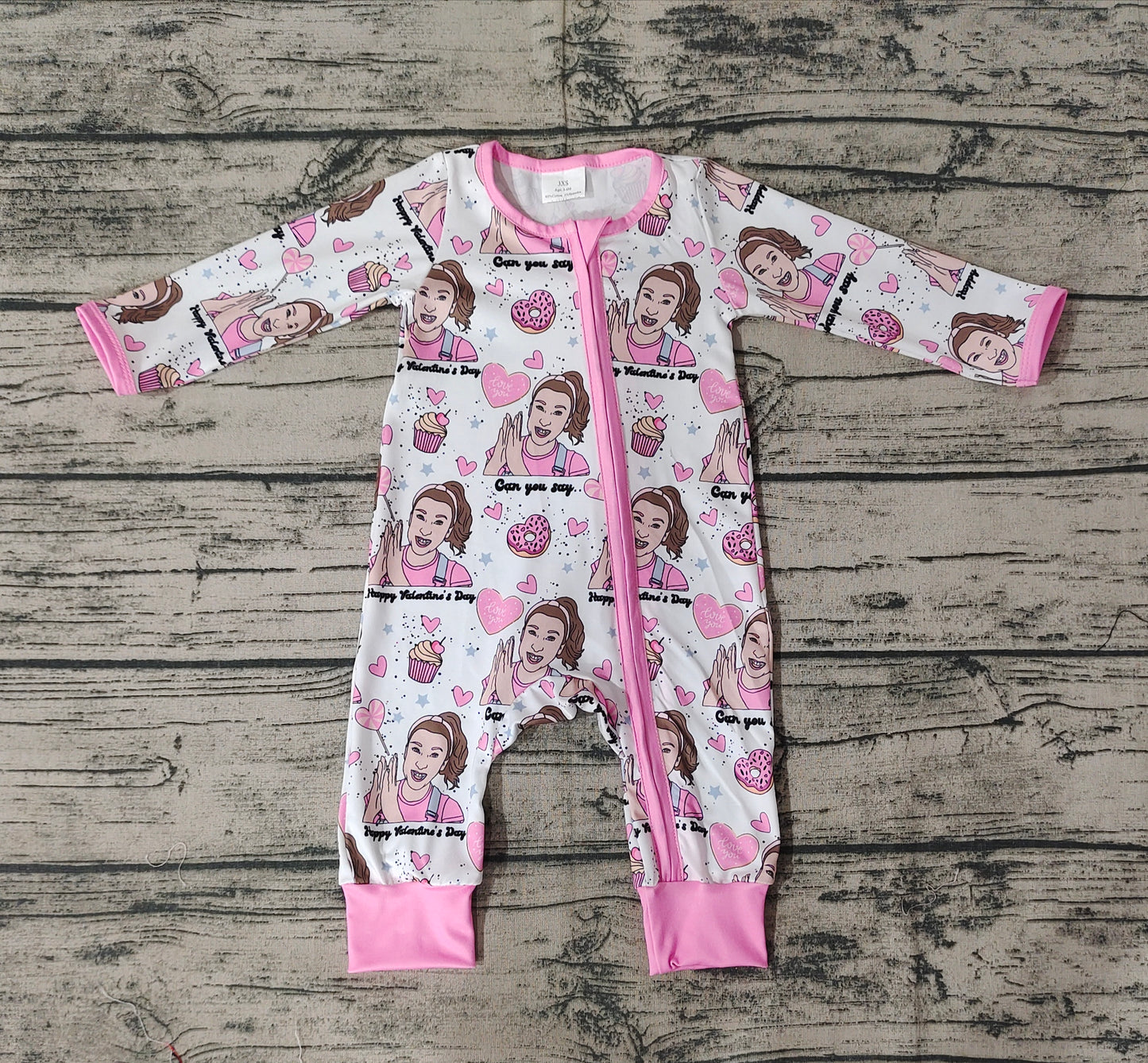 Baby Infant Girls Donuts Teacher Long Sleeve Zip Rompers