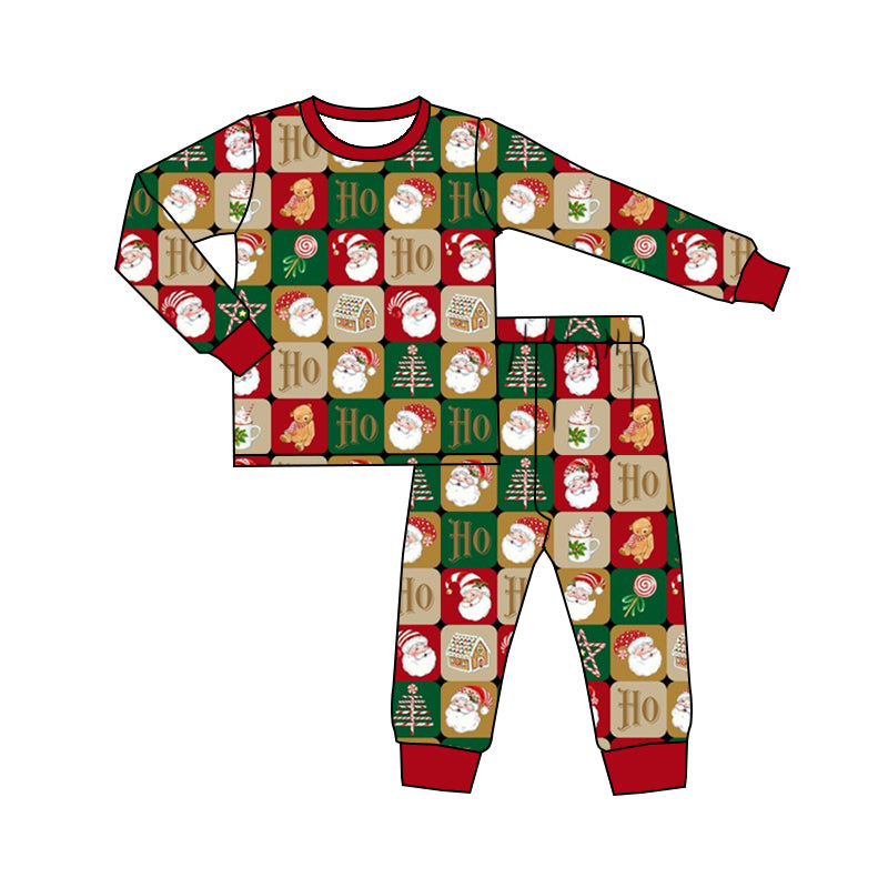 Baby Kids Christmas Santa Hohoho Tops Pants Pajamas Clothes Sets Preorder(moq 5)