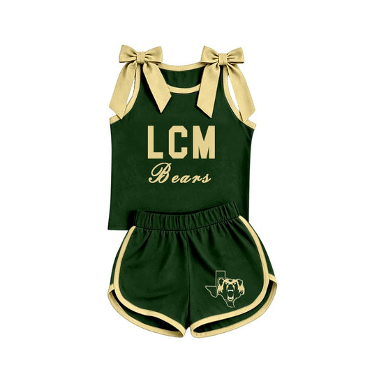 Preorder (moq 5)Baby Girls LCM Bears Bows Shirts Shorts Clothes Sets
