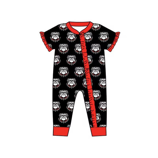 Baby Infant Girls Bulldogs Team Zip Rompers preorder(moq 5)