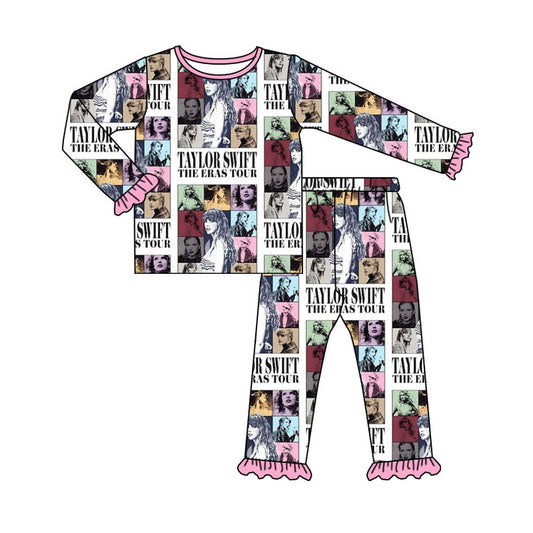 Baby Girls Black Singer Tour Top Pants Pajamas Clothes Sets Preorder(moq 5)