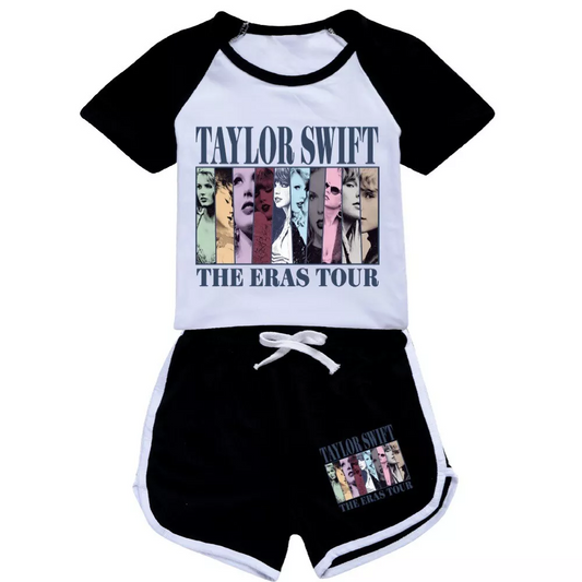 Baby Girls Black Singer Shirt Sports Shorts Clothes Sets Preorder(moq 5)