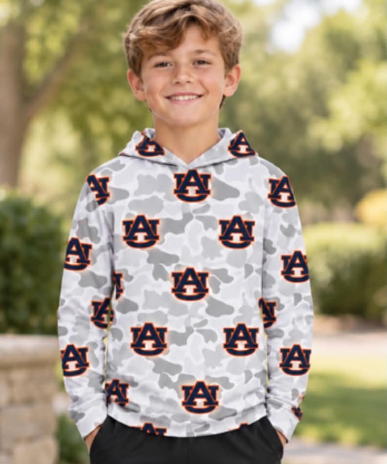 Preorder (moq 5)Baby Boys Grey Camo AU Long Sleeve Team Hoodies Tops