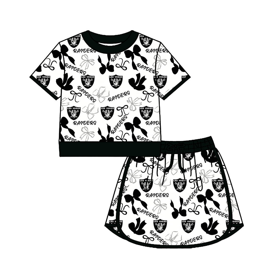 Preorder (moq 5)Baby Girls Bows Raiders Top Skirt Short Team Clothes Set