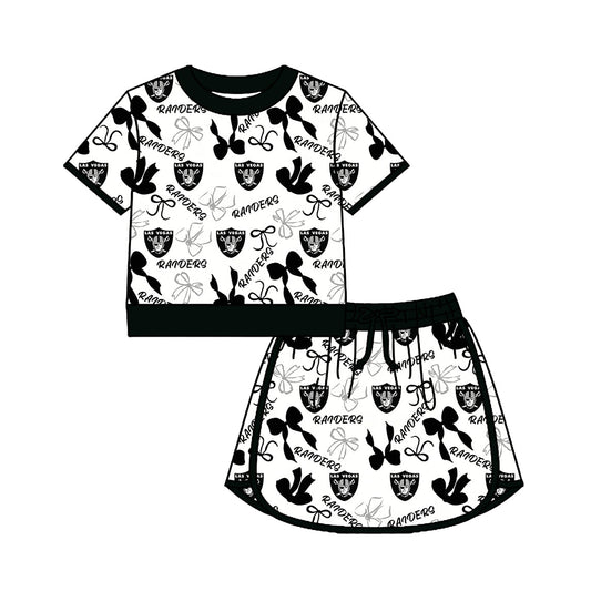 Preorder (moq 5)Baby Girls Bows Raiders Top Skirt Short Team Clothes Set