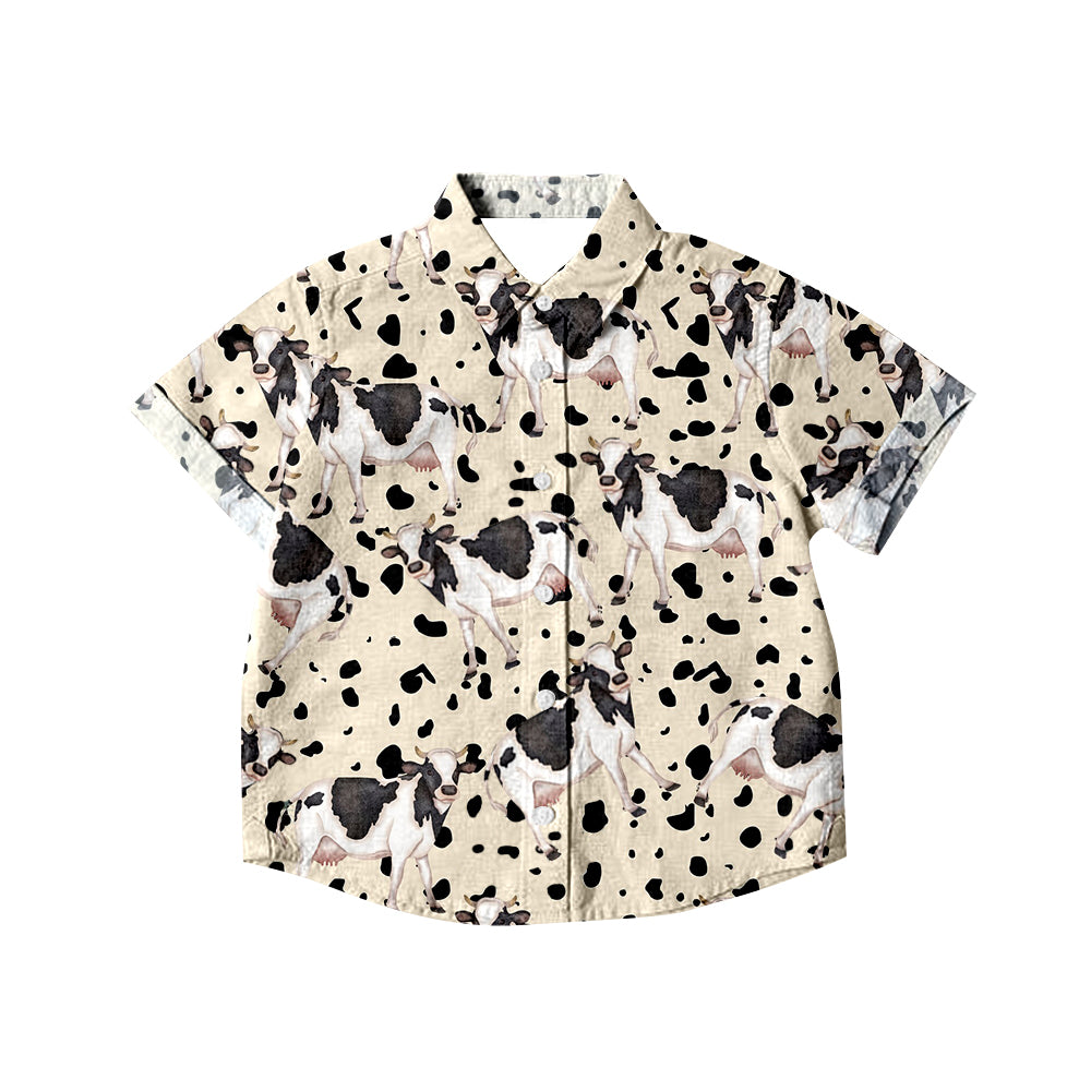 Baby Boys Western Cow Buttons Short Sleeve Tee Shirts Tops preorder(moq 5)