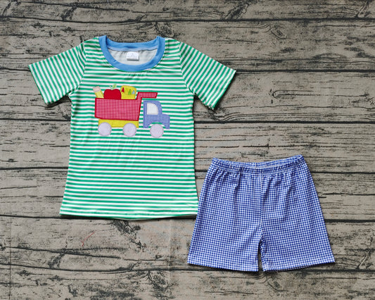 Baby Boys Short Sleeve Back To School Truck Top Shorts Clothes Sets