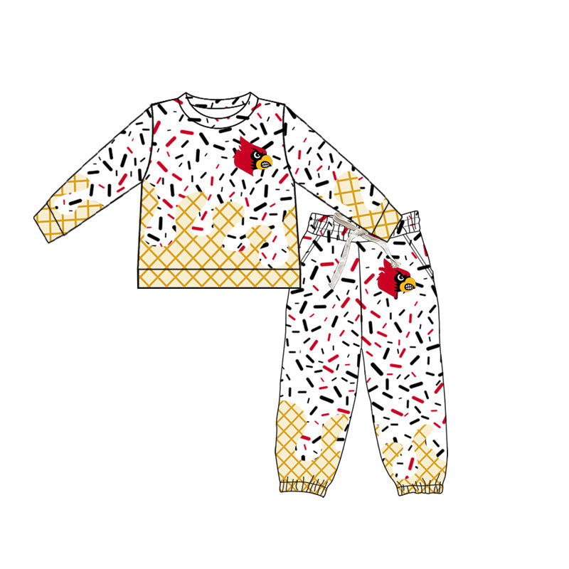 preorder(moq 5) Baby Boys Red Bird Team long Sleeve Tee Shirt pants Clothes Sets
