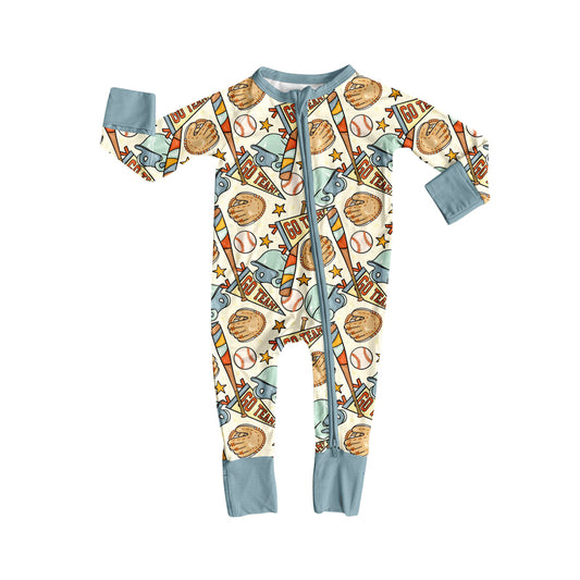 Preorder (moq 20)Baby Boys Bamboo Go Team Baseballs Team Zippy Footie Rompers