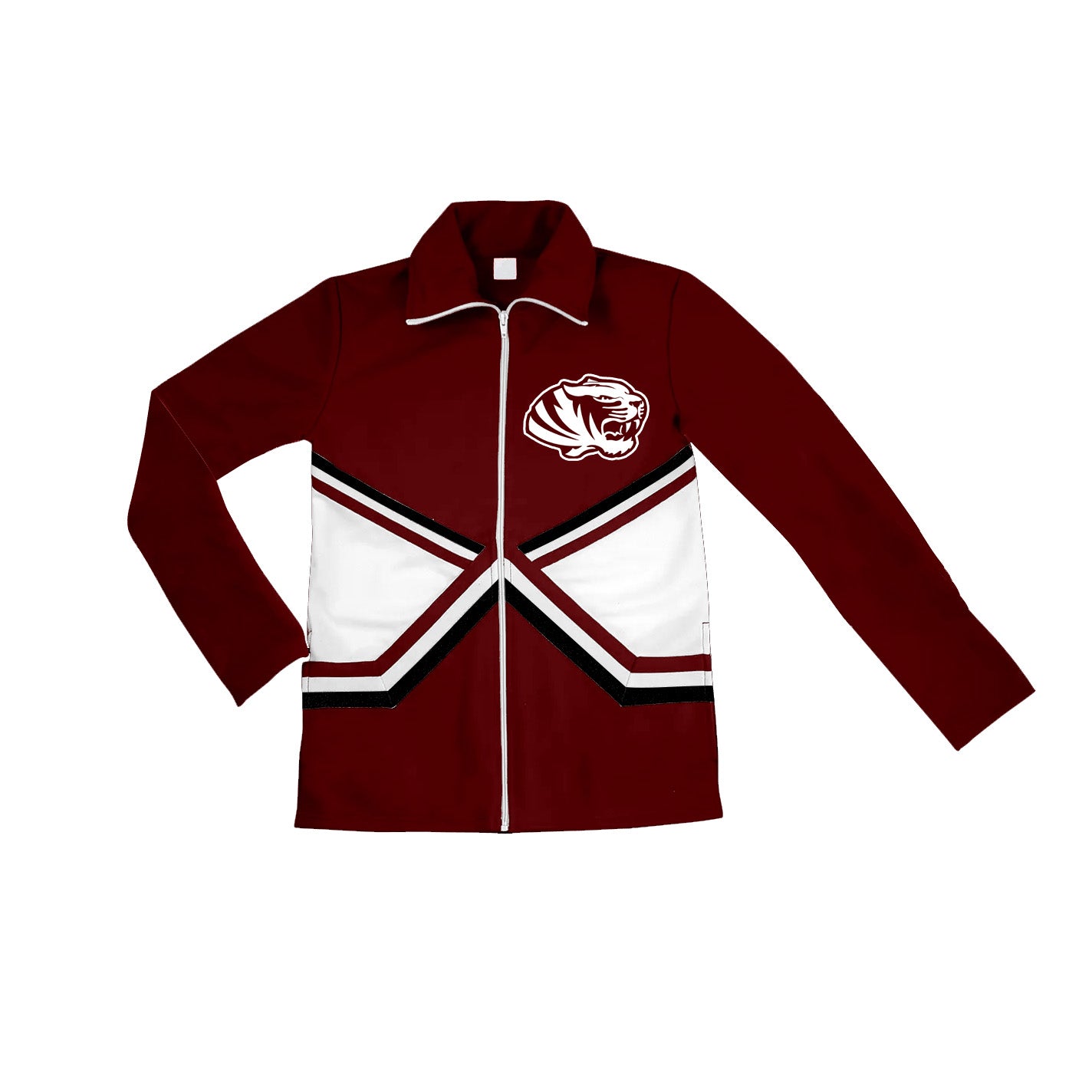 Preorder (moq 5)Baby Girls Dark Red Long Sleeves Tiger Print Team Zipper Jacket Top