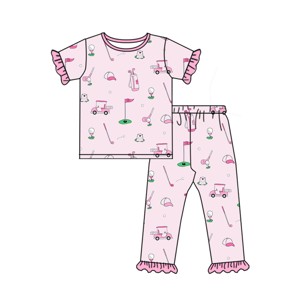 Baby Girls Pink Golf Top Pants Pajamas  preorder(MOQ 5)