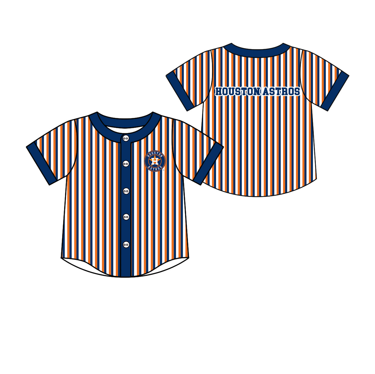 Preorder (moq 5)Baby Boys Short Sleeve Houston Astros Stripe Team Button T-shirts Top