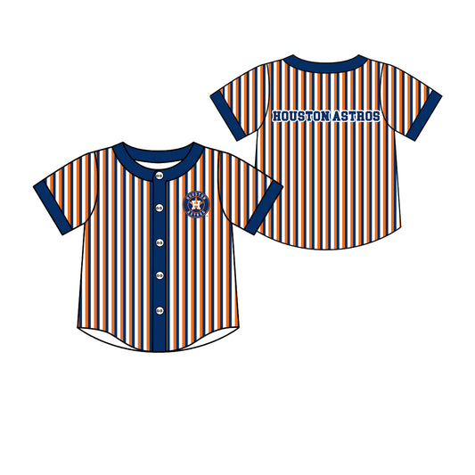 Preorder (moq 5)Baby Boys Short Sleeve Houston Astros Stripe Team Button T-shirts Top