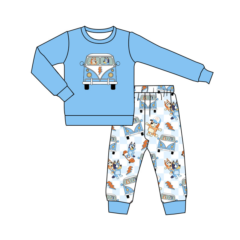 Baby Boys Dog Cars Top Tee Tops Pants Pajamas Clothes Sets Preorder(moq 5)