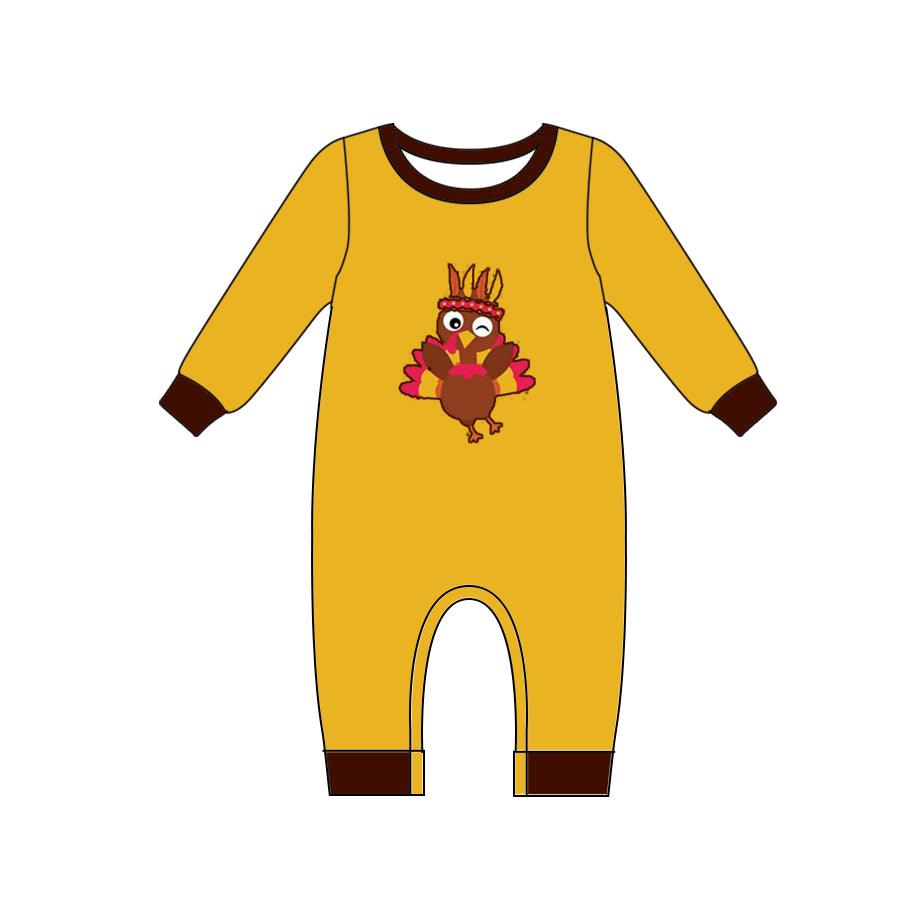 Baby Boys Thanksgiving Turkey Long Sleeve Rompers preorder(moq 5)